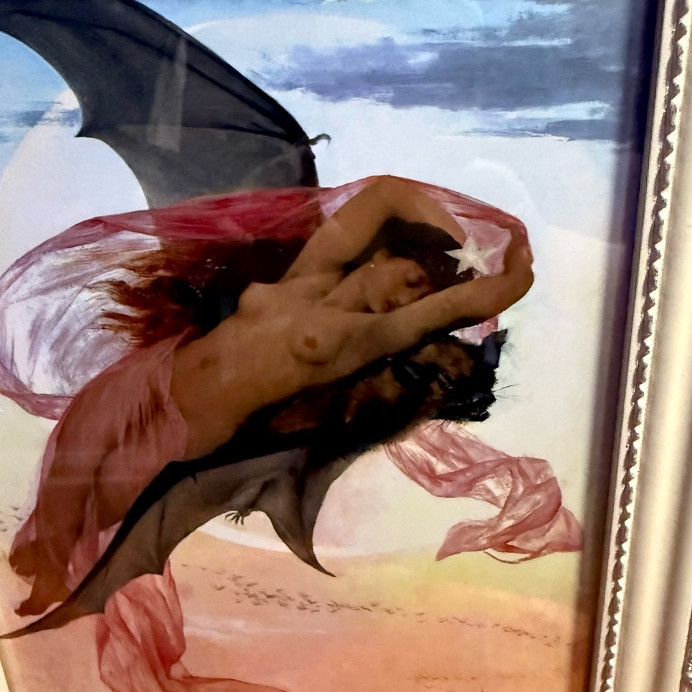 Moonlit Dreams Gabriel Ferrier Framed Art Witch Bat Moon Pagan Mythology Magic